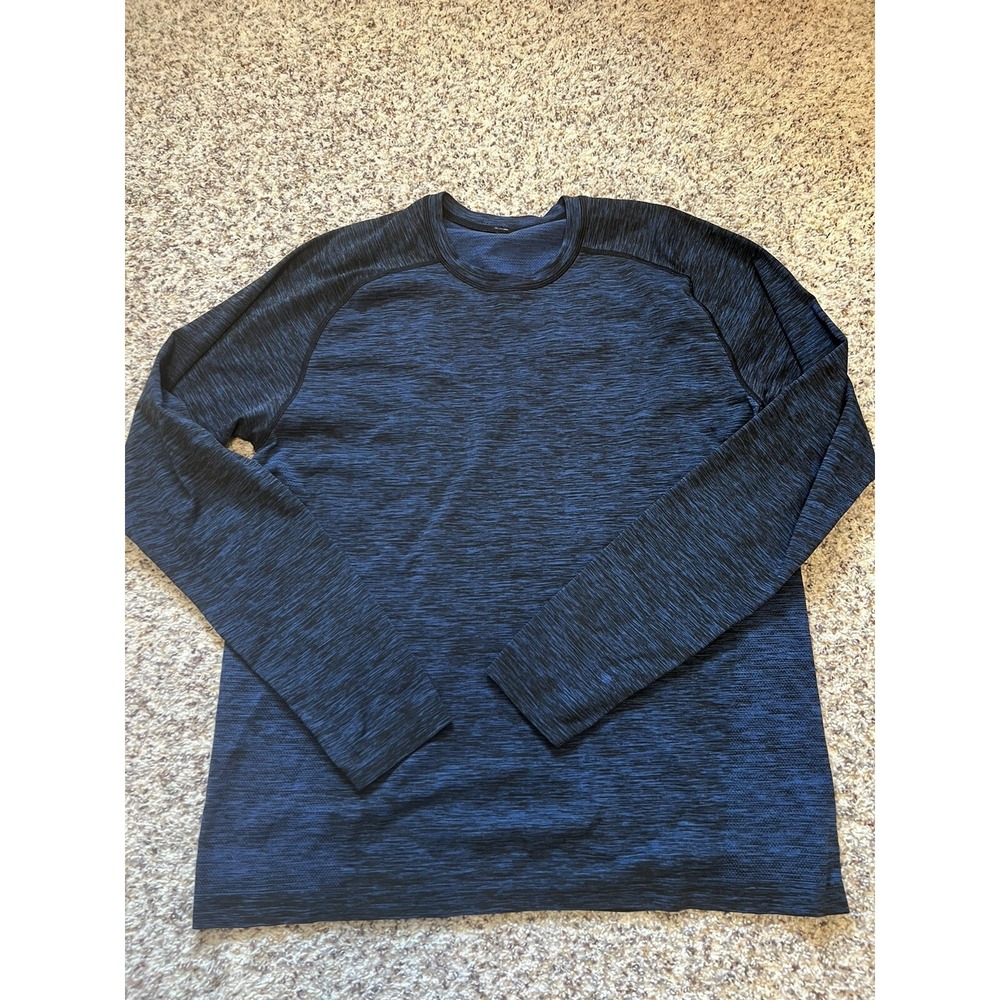 Lululemon Tech Long Sleeve Shirt Size L Blue Black